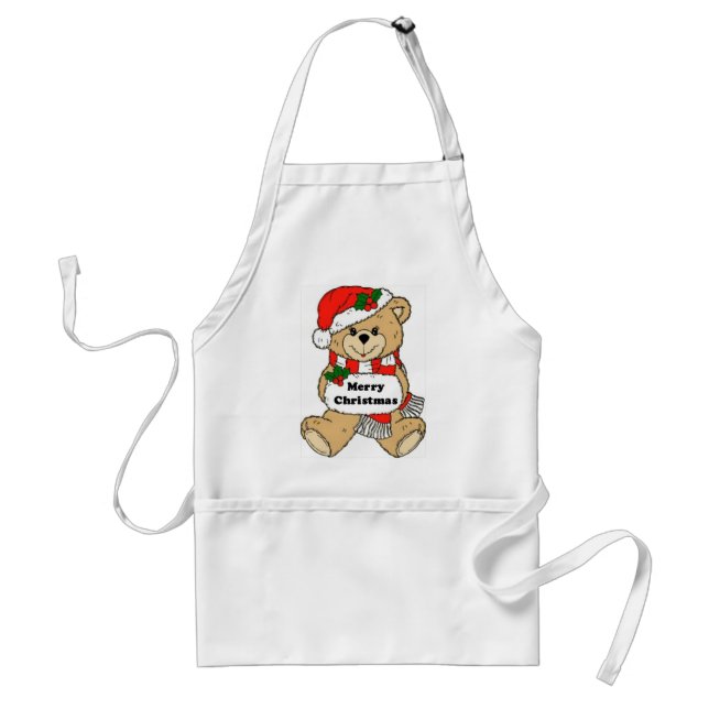 Christmas Teddy Bear Message Standard Apron (Front)