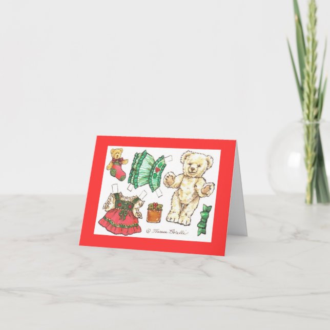 Christmas Teddy Bear paper doll card (Front)