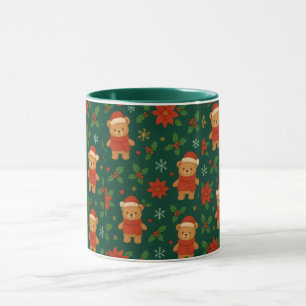 Christmas Teddy Bear Pattern – Cute Green Holiday Mug