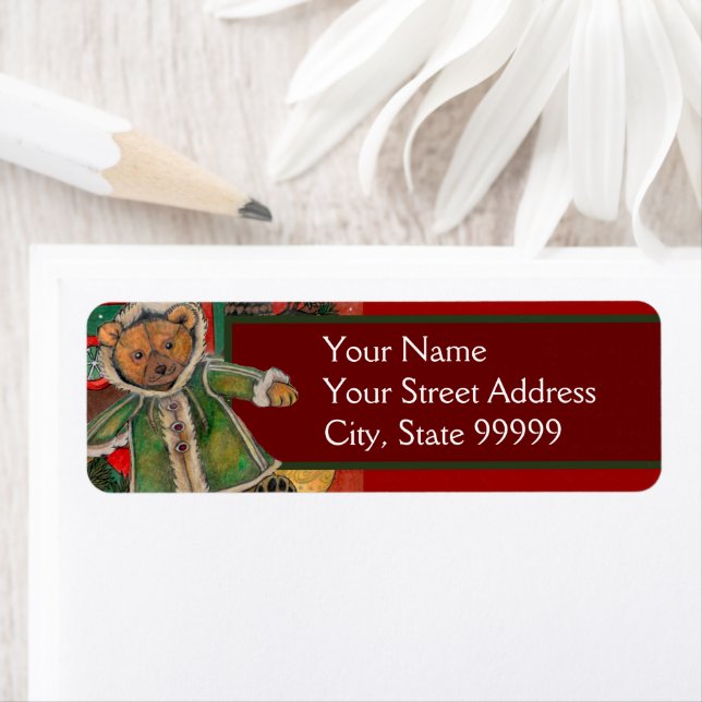 Christmas Teddy Bear~ Return Address Label (Insitu)