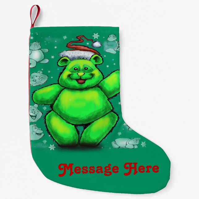 Christmas Teddy Bear Small Christmas Stocking (Front)