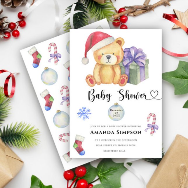 Christmas Teddy Bear Winter Baby shower Invitation (Creator Uploaded)