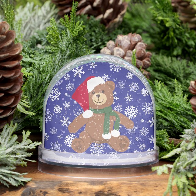 Christmas Teddy Bear with Snowflakes Snowglobe (Winter)