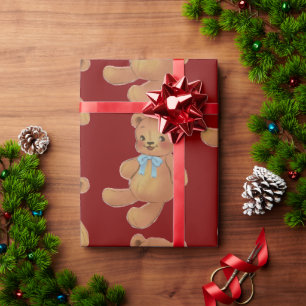 Christmas teddy bear wrapping paper