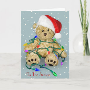 Christmas Teddy Bears In Holiday Lights Card