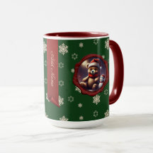 Christmas Teddy Friend Personalised Banner Green