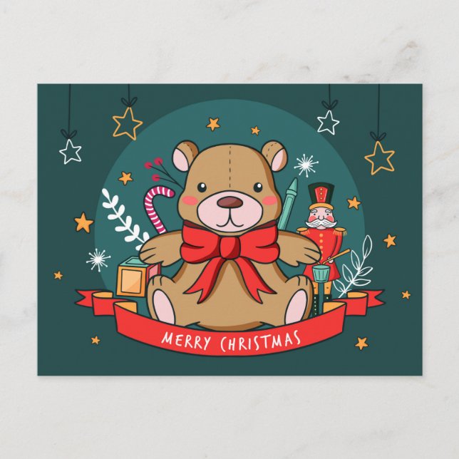 Christmas Teddy Postcard (Front)