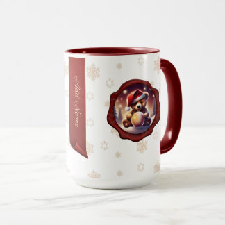 Christmas Teddy Snowball Personalised Banner White Mug