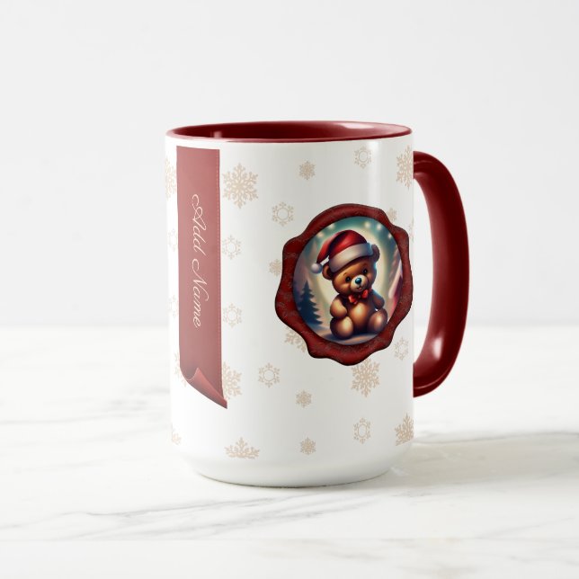 Christmas Teddy Startree Personalised Banner White Mug (Front Right)