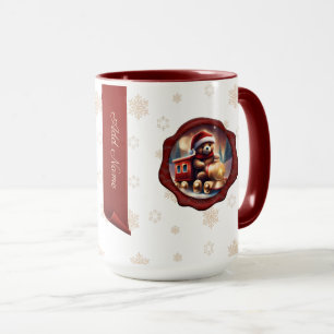 Christmas Teddy Train Personalised Banner White Mug