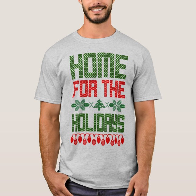 Christmas Tee Cross stitch Home For The Holidays (Front)