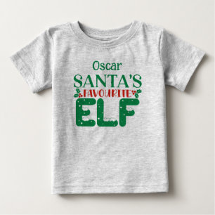 Christmas tee Santa's Favourite Elf. Editable name