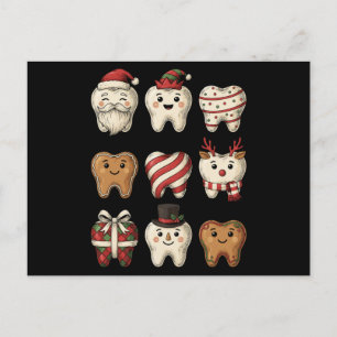 Christmas Teeth Dental Santa Gingerbread Dentist Holiday Postcard