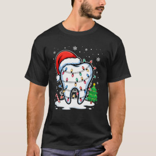 Christmas Teeth Dentist Dental Xmas Lights Santa H T-Shirt