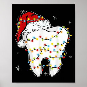 Christmas Teeth Dentist Xmas Lights Santa Hat Paja Poster