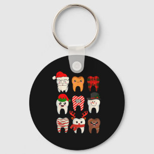 Christmas Teeth Dentist Xmas Reindeer Santa Squad Key Ring