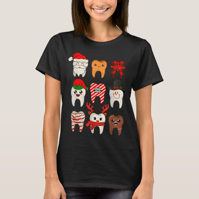 Christmas Teeth Dentist Xmas Reindeer Santa Squad  T-Shirt (Front)