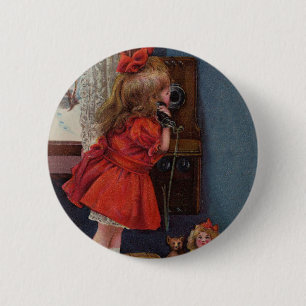 Christmas telephone 6 cm round badge