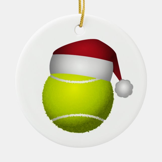 Christmas Tennis Ball Ceramic Tree Decoration (Front)