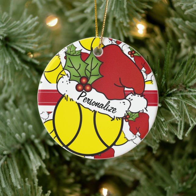 Christmas Tennis Ball | Personalise Ceramic Tree Decoration (Tree)