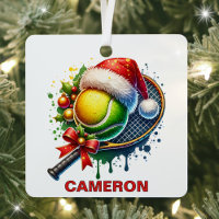 Christmas Tennis Ball & Racket Custom Name