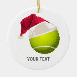 Christmas Tennis Ball Santa Hat Ceramic Tree Decoration