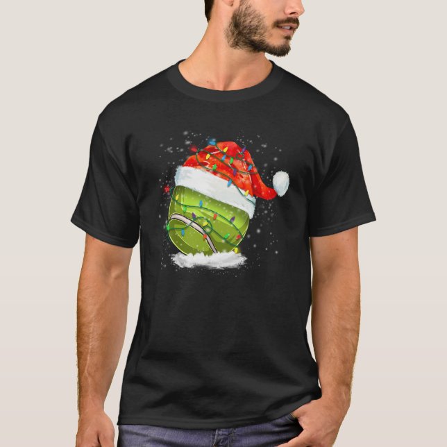Christmas Tennis Ball Santa Hat Funny Xmas Pajama  T-Shirt (Front)