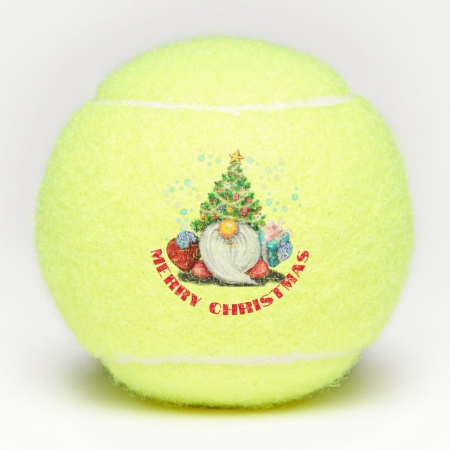Christmas Tennis Balls Gnome with Gifts (Front)