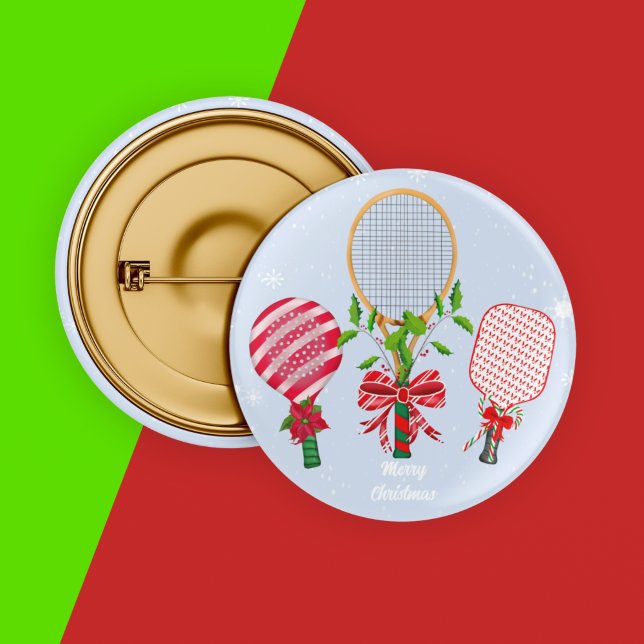 Christmas Tennis, Paddle & Pickleball Racquets  6 Cm Round Badge (Creator Uploaded)