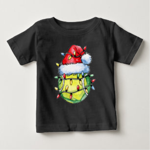 Christmas Tennis Player Santa Hat Baby T-Shirt