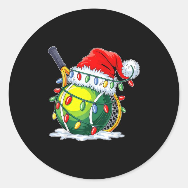 Christmas Tennis Santa Xmas Squad Tennis Lover Men Classic Round Sticker (Front)