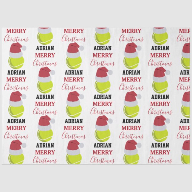 Christmas Tennis Sports Ball Custom Name Tissue Paper (Front)