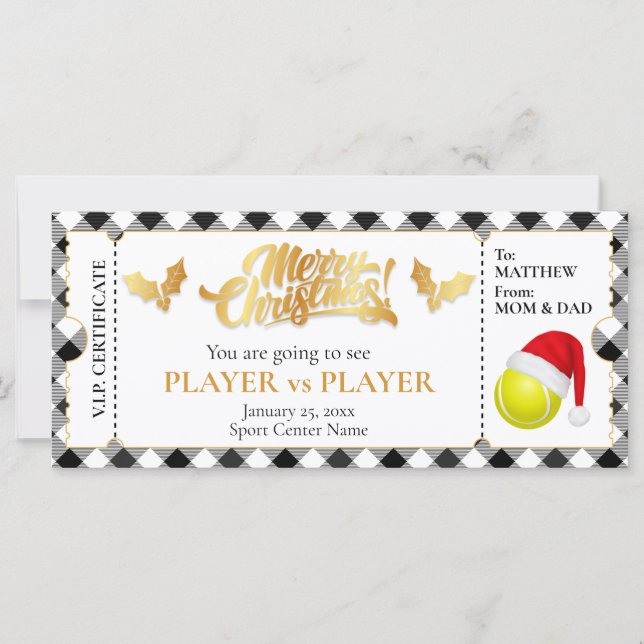 Christmas Tennis Ticket, Surprise Gift Voucher (Front)