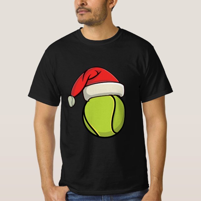 Christmas tennis with santa hat  T-Shirt (Front)