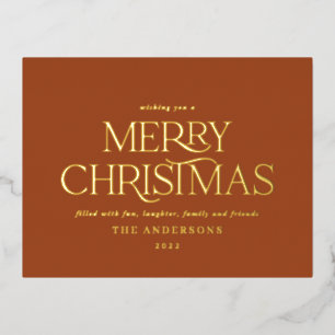 Christmas terracotta chic elegant minimal modern foil holiday postcard