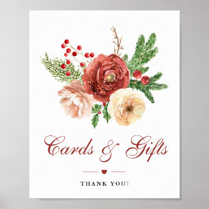 Christmas Terracotta Floral Wedding Cards & Gifts Poster