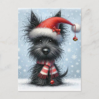 Christmas Terrier, Christmas Canine Holiday Postcard