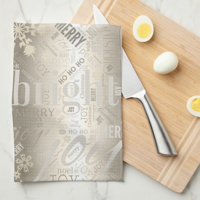 Christmas Text and Snowflake Pattern ID257 Tea Towel (Quarter Fold)