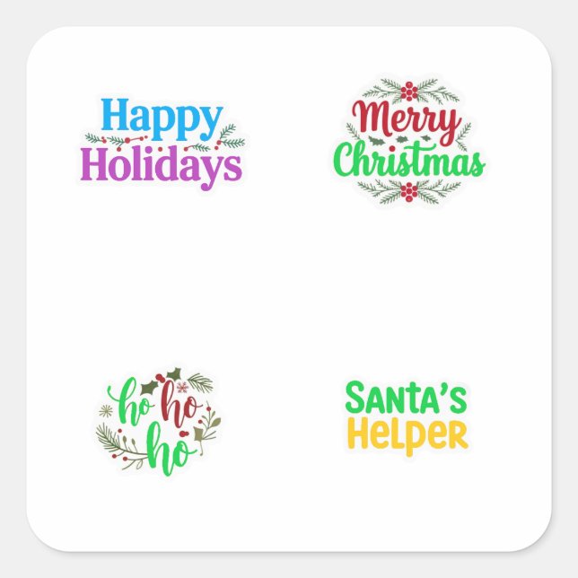 Christmas Text Font 4 Pack Stickers (Front)