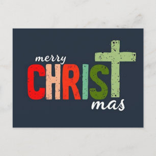 Christmas Text Merry Christ mas Christian  Postcard