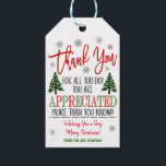 Christmas Thank You Appreciation Gift Tags<br><div class="desc">Christmas Appreciation Gift Tags!
These holiday thank you gift tags are great to use for holiday appreciation gift-giving for anyone in your life! Great for teachers,  nurses,  employees,  staff,  volunteers and more!</div>
