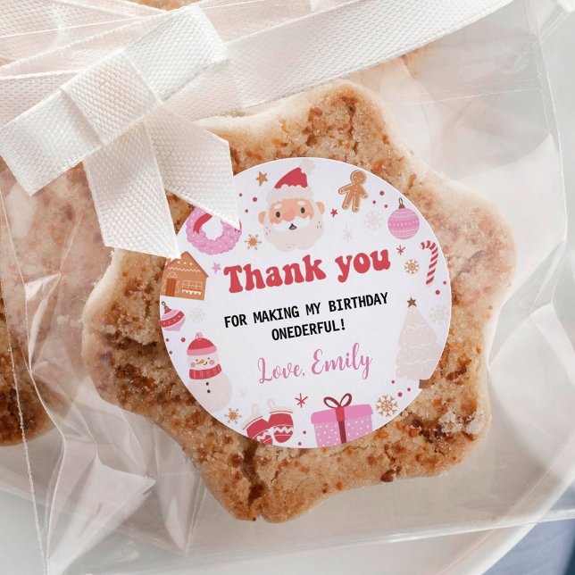 Christmas Thank You Birthday Party Labels (Creator Uploaded)