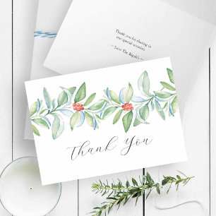 Christmas Thank You Cards Watercolor Red & Green