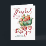 Christmas Thank You Employee Volunteer Holiday Card<br><div class="desc">A gorgeous Thank You Christmas card. This design features a fun holiday sleigh with gifts. The typography says 'you sleighed it this year' and says thank you. A special way to thank a person,  employee group or volunteer team over the festive season.</div>
