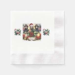 Christmas thank you for firefighters napkin