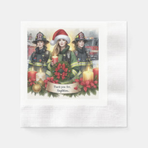 Christmas thank you for firefighters napkin