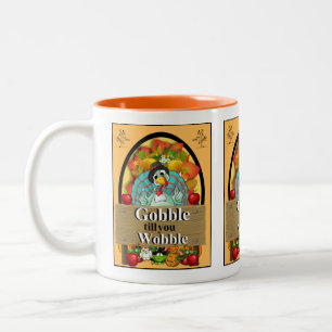 Christmas Thanksgiving Gift GOBBLE TILL YOU WOBBLE Two-Tone Coffee Mug