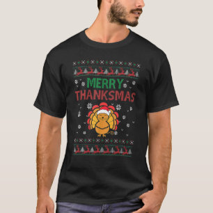 Christmas Thanksgiving  Turkey Cat Satan Hat T-Shirt