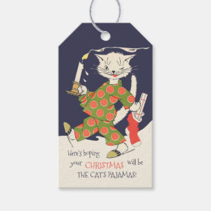 Christmas The cat's pyjamas Funny vintage CC0441 Gift Tags