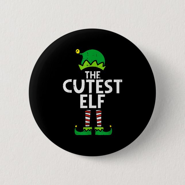 Christmas The Cutest Elf Xmas Family Matching Boys 6 Cm Round Badge (Front)